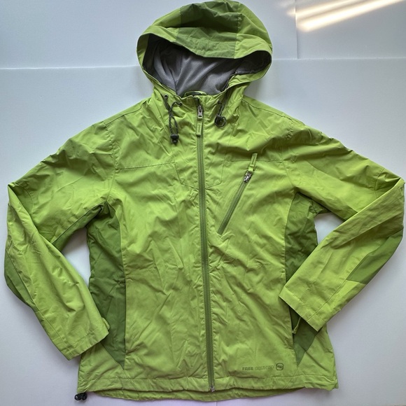 Free Country Radiance light green full zip hooded rain jacket‎ women’s medium - Picture 1 of 14